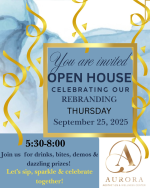 Aurora open house invite for rebrand