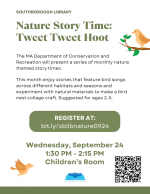 Nature Story Time September 24th flyer