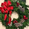 Southborough Gardeners Red Bow with Pine Cones Wreath