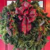 Southborough Gardeners Red Plaid Bow with Berries Wreath