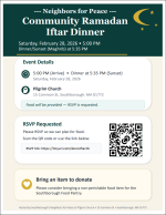 Neighbors for Peace Community Ramadan Iftar Dinner flyer