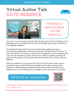 flyer for Kate Messner talk for K-3rd graders 