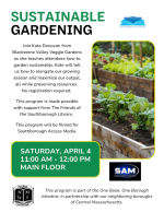 Sustainable Gardening workshop flyer