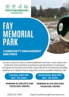 Fay Park Community Engagement meetings flyer