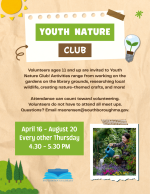 Youth Nature Club spring 2026 flyer