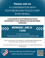 Police Immigration Enforcement forum - Hate Has No Home flyer