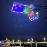 Example of Drone Show lighting up the sky (photo by Andrew Dennington from a Provincetown display run by the same vendor)