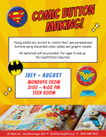 Comic Button Making flyer