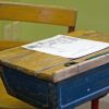 old Southborough school desk on display at Southborough Historical Museum in December 2008 (photo by Susan Fitzgerald)